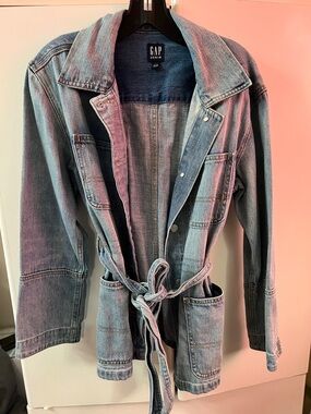 GAP Light Blue Denim Belted Jean Jacket